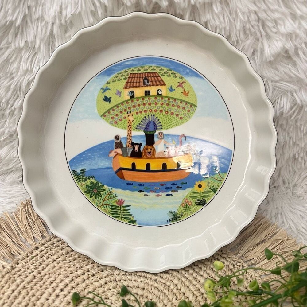 Villeroy & Boch NOAH'S ARK & Animals ‎ Naif Quiche Pie Plate Dish 9 1/2" Round